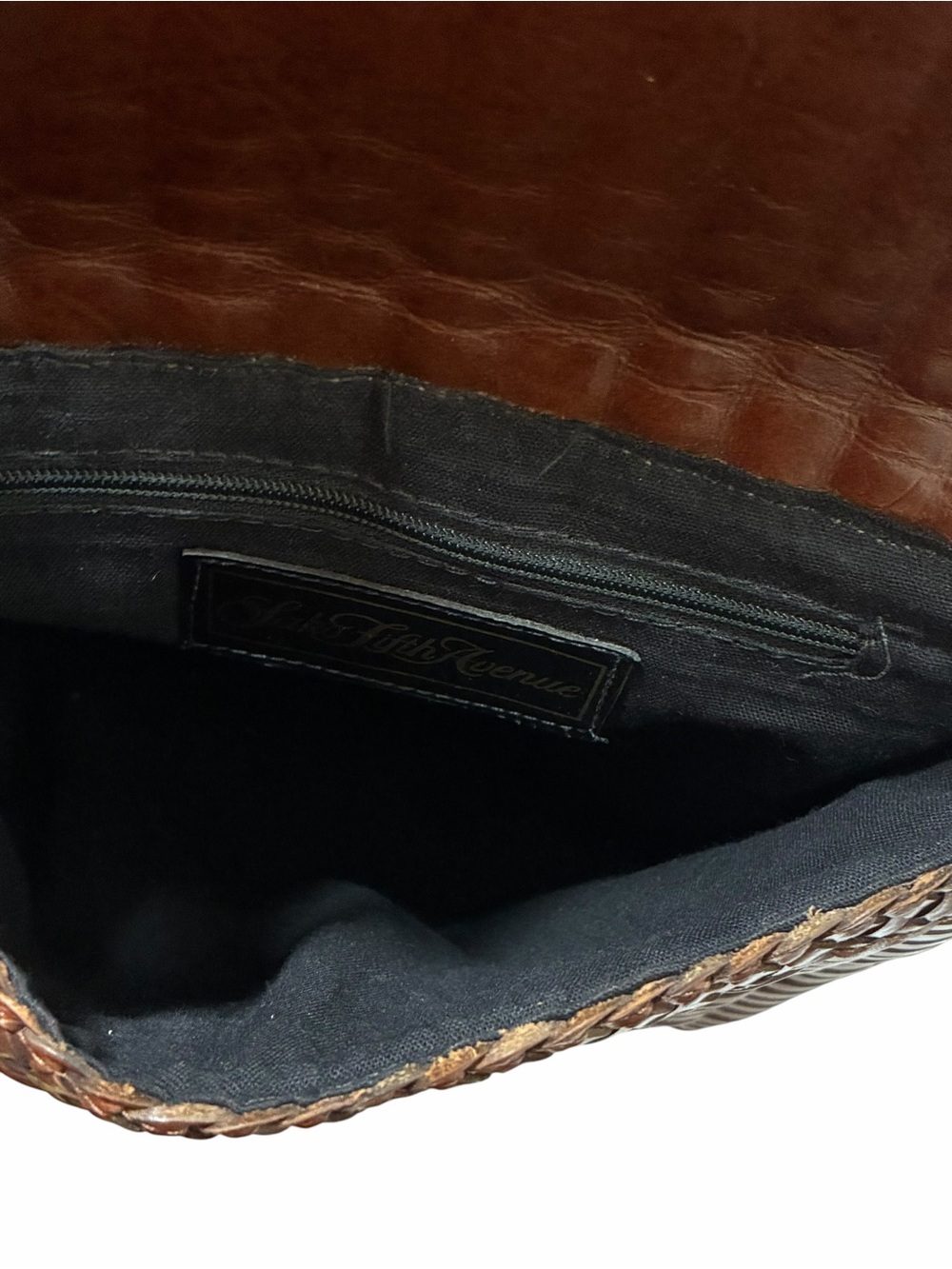 Saks Fifth Avenue Vintage Purse Woven Leather Crossbody Brown Bag Boho Brazil - Picture 5 of 9